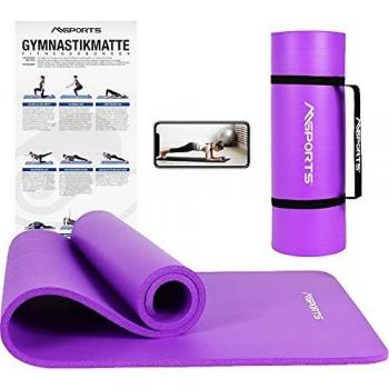MSPORTS Premium Yogamatte mit Workout App und Tragegurt