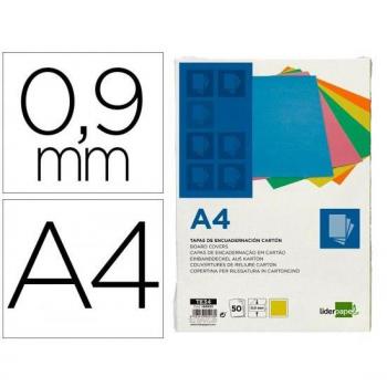 Tapa encuadernación A4 cartón 0,9mm amarillo flúor paquete de 50 unidades