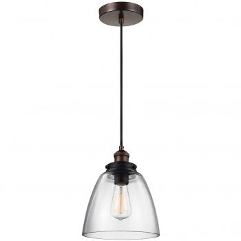 Elstead Lighting Baskin 1 Light Dome Ceiling Pendant Brass, Dark Zinc, E27