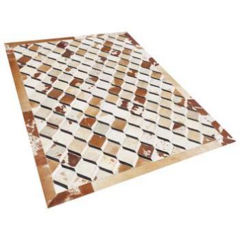 Tapis Modern Vintage Patchwork Cuir – 160 × 230 cm – Motif Géométrique 3D