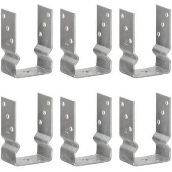 Piquets de clôture 6 pcs Acier galvanisé Argenté 9x6x15 cm