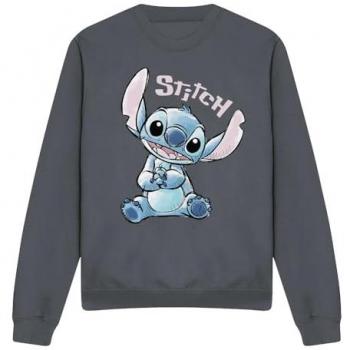 Adult Lilo And Stitch Colour Me Happy Crew Pullover, Charcoal