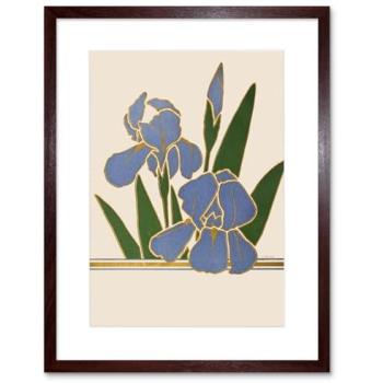 Brown‑Framed Iris Blossom Print by Artery8 – 9x7 Vintage Style