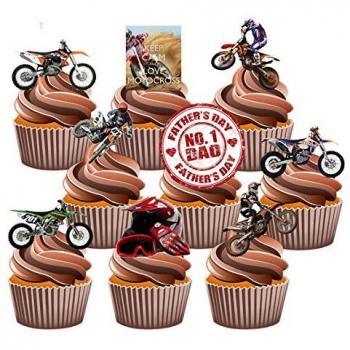Vater‑Day-Motocross Cupcake-Kapselfüller – 12 Stück, essbar