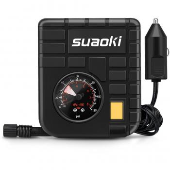 Mini Compressore Suaoki 120 PSI – 3 Accessori – Cavo 3m – Gonfiamento Veicolo 195/65R15 e Bici – Luce Integrata