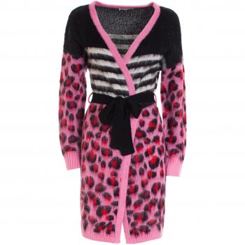 Cardigan over lungo jacquard a fantasia