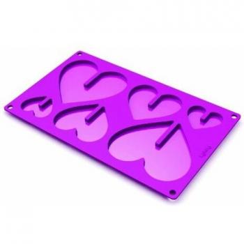 Molde 3D Lékué diseño corazones color magenta