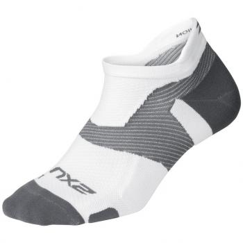 2XU Unisex's Vectr Light Cushion No Show Socks, White/Grey, L