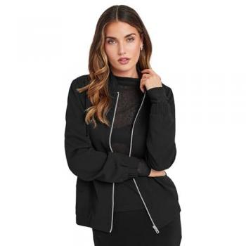 Black Tall Scuba Zip Bomber for Women (Size 16)