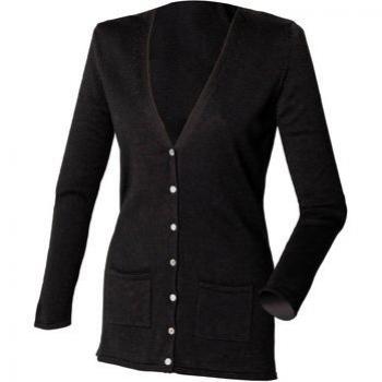 Henbury Feinstrick-Cardigan mit V-Ausschnitt