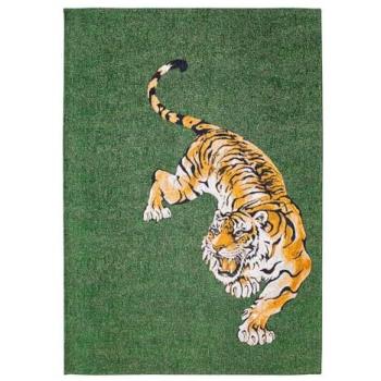 Flachgewebe-Teppich Louis de Poortere – 140 H × 100 W × 0,3 D cm, Grün/Weiß/Braun