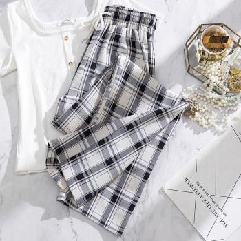 Pantalones de dormir cómodos a cuadros para mujer, talla M-4XL