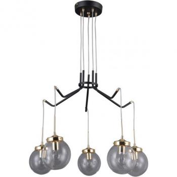 Netlighting Industrial Pendant Light Black Matt Gold 5 Light E14