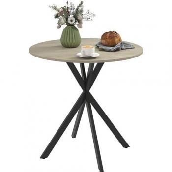 Homcom 80cm Round Dining Table, Industrial Kitchen Table with Steel Legs