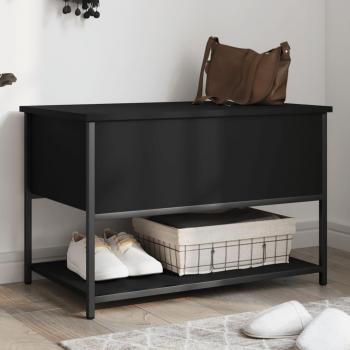 VidaXL Engineered Wood Storage Bench Black 70x42.5x47 cm