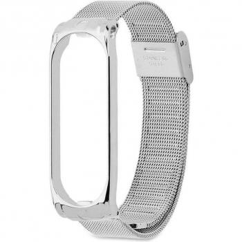 Correa de Acero Inoxidable Plata Compatible con Xiaomi Mi Smart Band 3/4 Pulsera Metálica de Recambio Repuesto
