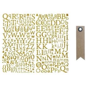 Paillettes Dorées Alphabet Autocollant + 20 Étiquettes en Kraft