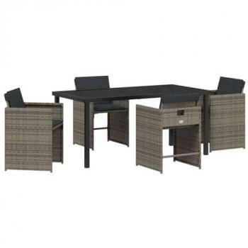 Tavolo da esterno 5 pezzi grigio polyrattan