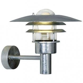 Lønstrup 32 Solar‑Ready Outdoor Wall Light – Galvanized, E27, Silver