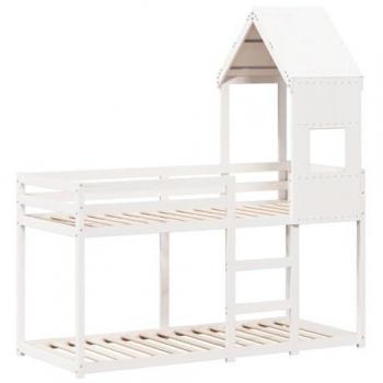 Suite de lits superposés en pin brut 90 × 190 cm – blanc