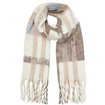 Vero Moda Weicher Schal aus Bouclé – Creme, Grau, Nerzbraun‑Weiß