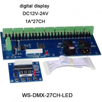 Convertidor DMX512 27CH con Entrada XRL 3P RJ45 y Salida DC12V-24V RGB