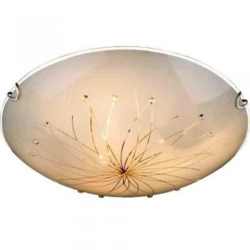 Calimero Ceiling Lamp – White Patterned Glass Shade, 3 E27 Bases