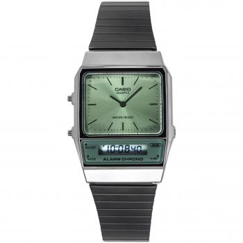 Casio AQ‑800ECGG‑3A Montre Vintage Verte Acier Inoxydable