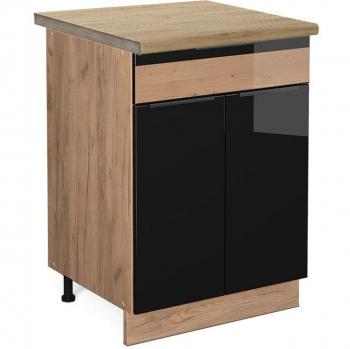 Mobiletto base Vicco 60 cm Rovere nero lucido con cassetto
