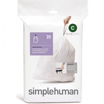 20 Bolsas de Basura SimpleHuman, Capacidad 10-12 Litros – Blanco