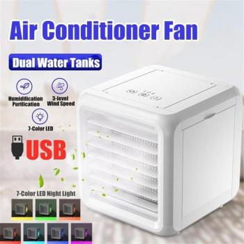Portable Air Conditioner with Dual Water Tanks and 7 Color Light