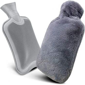 Wärmeflasche Gummibett mit Flauschbezug – 2 L, 7‑Stunden-Warmhaltung