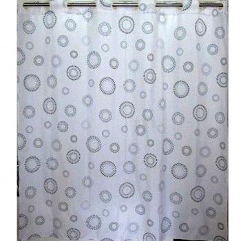 Retro Duschvorhang in Weiß, 180x180 cm, Ornamentdesign – Ösen AWD A850
