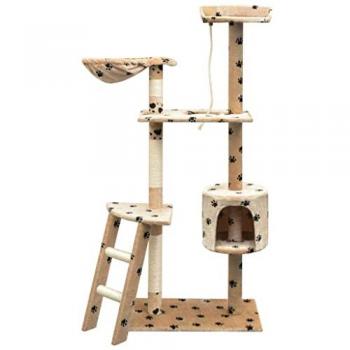 Niche à chat avec sisal et peluche 150 cm empreintes de pattes