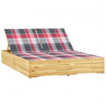 Double Détente – Chaise longue bois de pin avec coussins