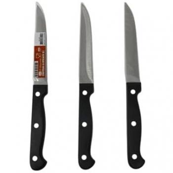 Pack trio couteaux steak 11 cm, acier inoxydable, lame lisse et précise
