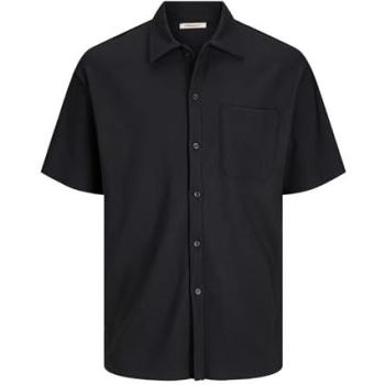 Jack & Jones Jormykonos kortärmad svartspråkig plissad resortskjorta