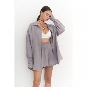 Gray Muslin Shorts Set from Bohemai