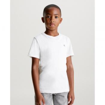 T-shirt Junior Calvin Klein Coton Recyclé Manches Courtes Col Rond Blanc