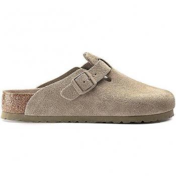Birkenstock Boston Suède Lederen Zuecos Dames Faded Khaki Maat 38