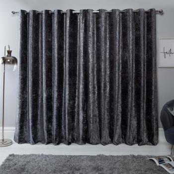 Sienna Pair of Crushed Velvet Fully Lined Eyelet Curtains
