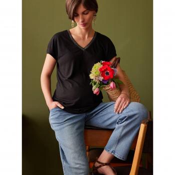 T-shirt Future Maman Col V Irisé ENVIE DE FRAISE Noir