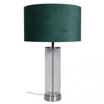 Balan Brushed Chrome Table Lamp with Velvet Drum Shade