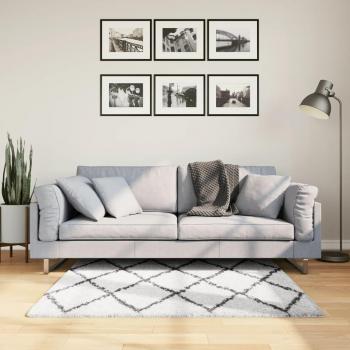 Tappeto Shaggy pamplona a Pelo Lungo Crema e Nero 120x120 cm Vidaxl Multicolore