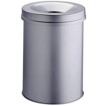 Durable Cestino Autoestinguente in Acciaio, Grigio, 15 Litri, Dimensioni 357 x 260 mm