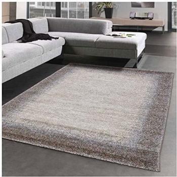 Tapis Salon Moderne Design Faux Uni Poils Ras 120x170 cm Marron