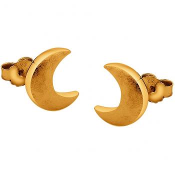 Nenalina Silber Damen-Ohrringe Ohrstecker Mond Motiv mit gebürsteten Oberflächen