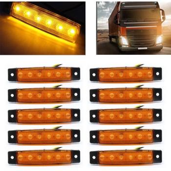 10Pcs 12V 6 LED Side Indicator Lights for Cars