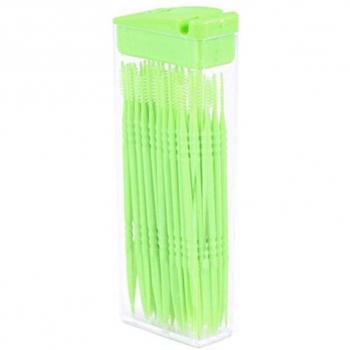 50 Pcs Plastic Dual-Action Toothpicks with Carrying Case