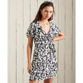 Vestido Superdry Curto para Mulheres Estilo Robe Portefeuille